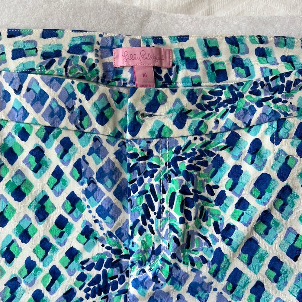 Lilly Pulitzer Blue and Green Geometric Pants